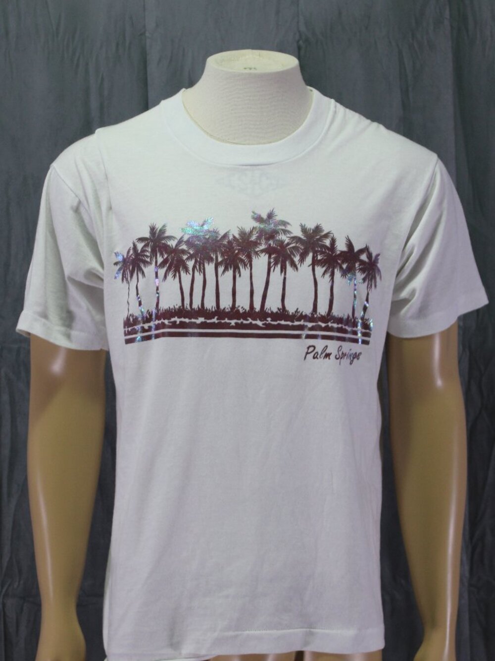 Vintage Graphic T-shirt - Palm Springs Maroon Metallic Graphic - Men's Large